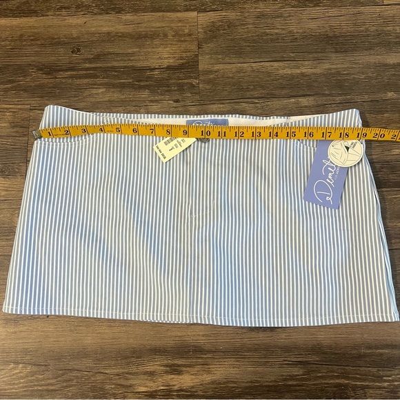 NWT Demetra Aeropostale Blue White Striped Low-Rise Denim Mini Pocket Skirt L - Picture 12 of 12